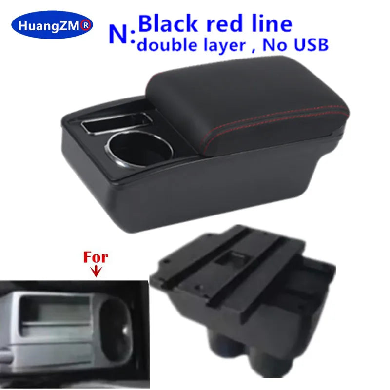 For Volkswagen VW Touran Caddy Armrest Box Double-Layer Center Storage Box USB Port Cup Holder Interior Retrofit Car Accessories