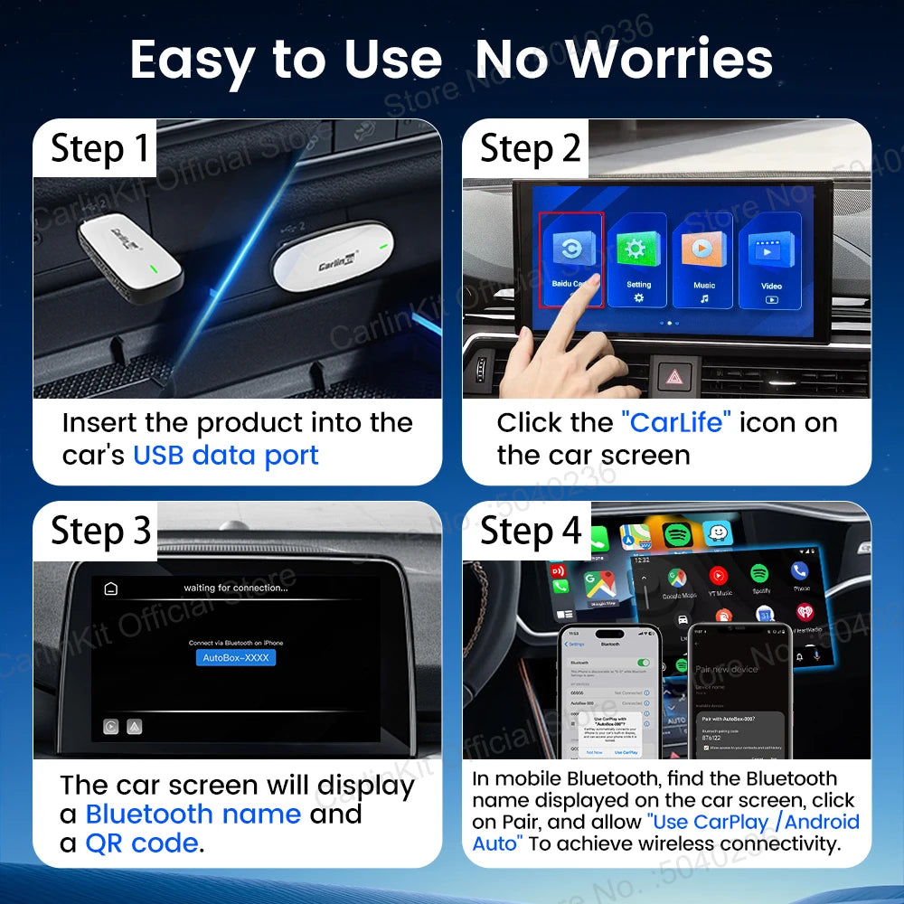 CarlinKit X1CA Baidu Carlife Wired to Wireless CarPlay Android Auto Adapter 2in1 St additional angle