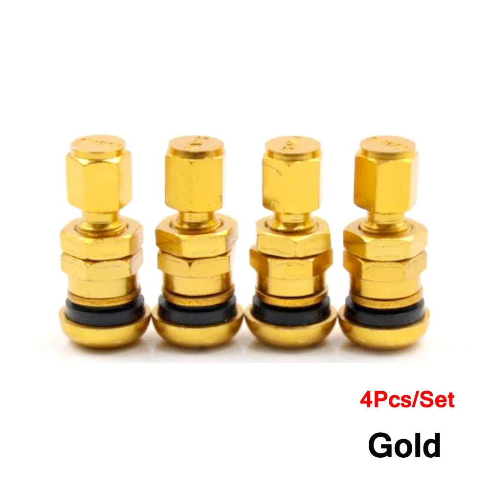 TQQTQQ 4Pcs Short Metal Bolt Tire Valve Stem Kit | Car Truck Motorcycle Accessories lifestyle view