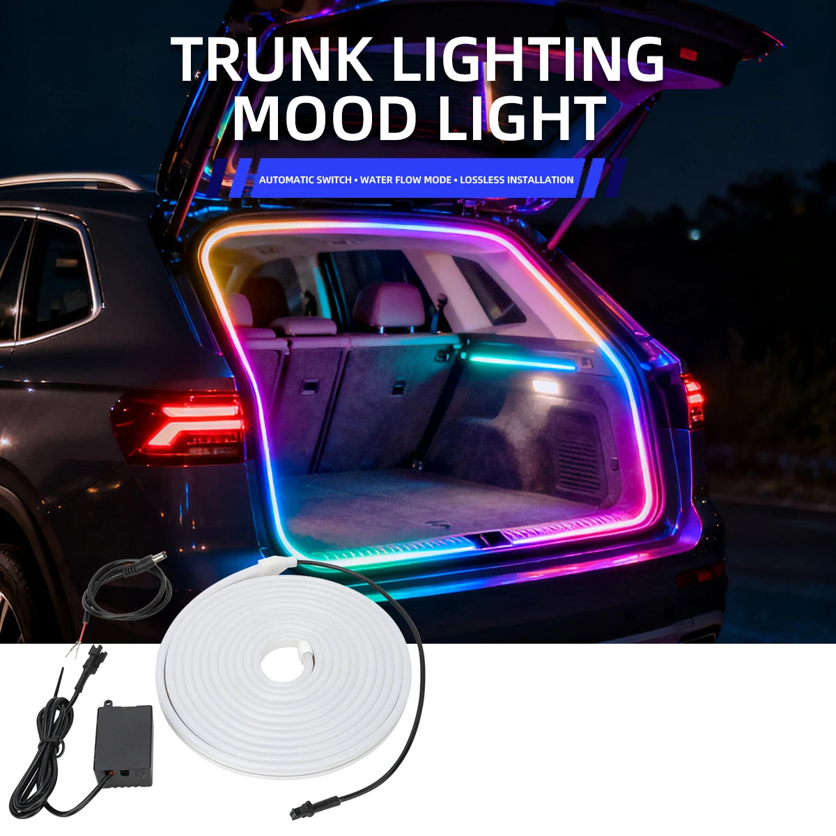 4M RGB Car Trunk LED Strip Light – Multi-Color Flowing Atmosphere Light