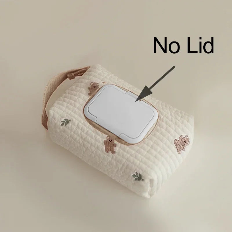 Car Tissue Box Hanging Cartoon Embroidery Bear Seat Back Baby Stroller Diaper Storage