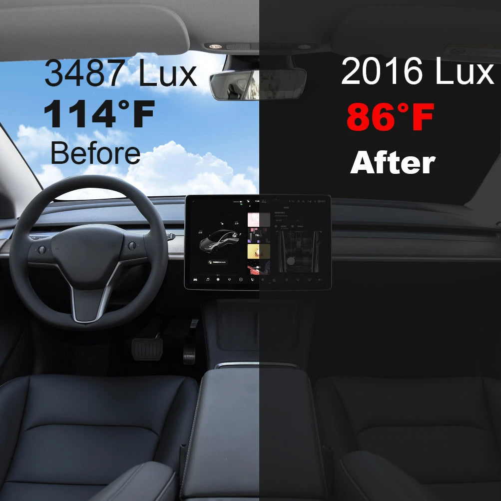 For Tesla Model 3 Y X S Car Windshield Sun Shade | UV Ray Protection Parasol close-up view