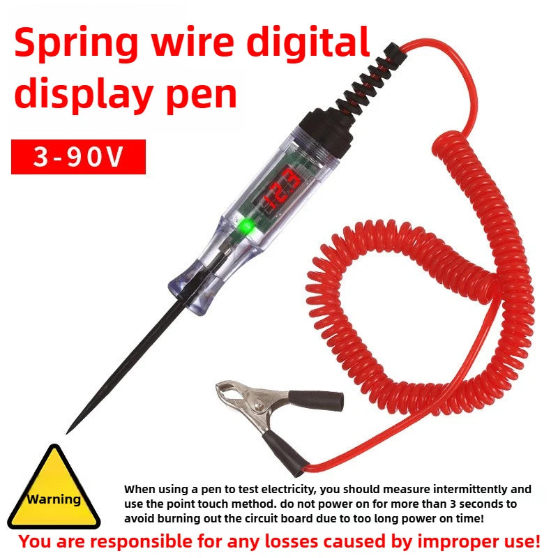 Automotive Test Pen LED Test Light Digital Display 12V 24V 70V Car Repair Circuit Fuse Tester Voltage Tester