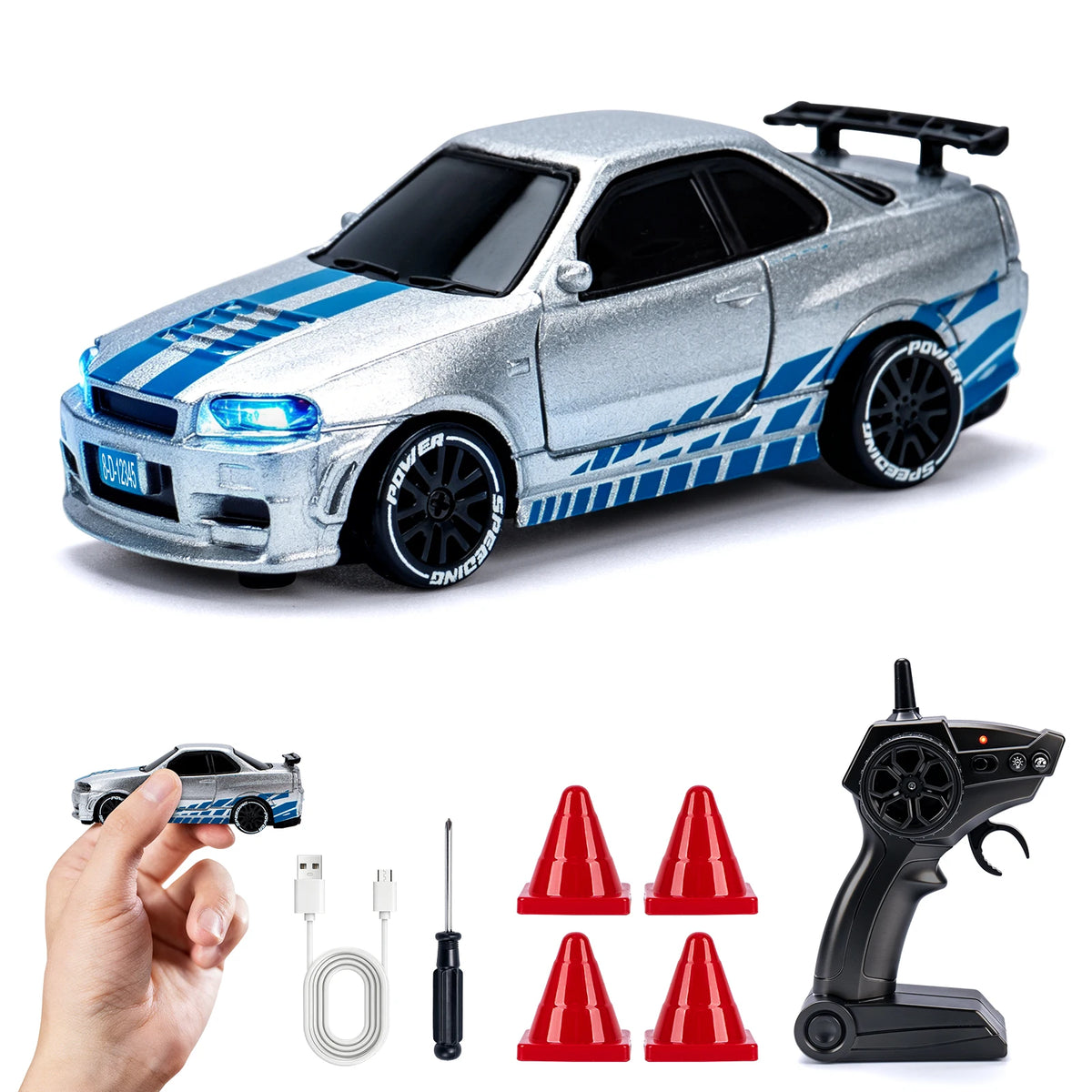 1/64 Drift RC Car with LED Lights 2.4G Remote Control detail view
