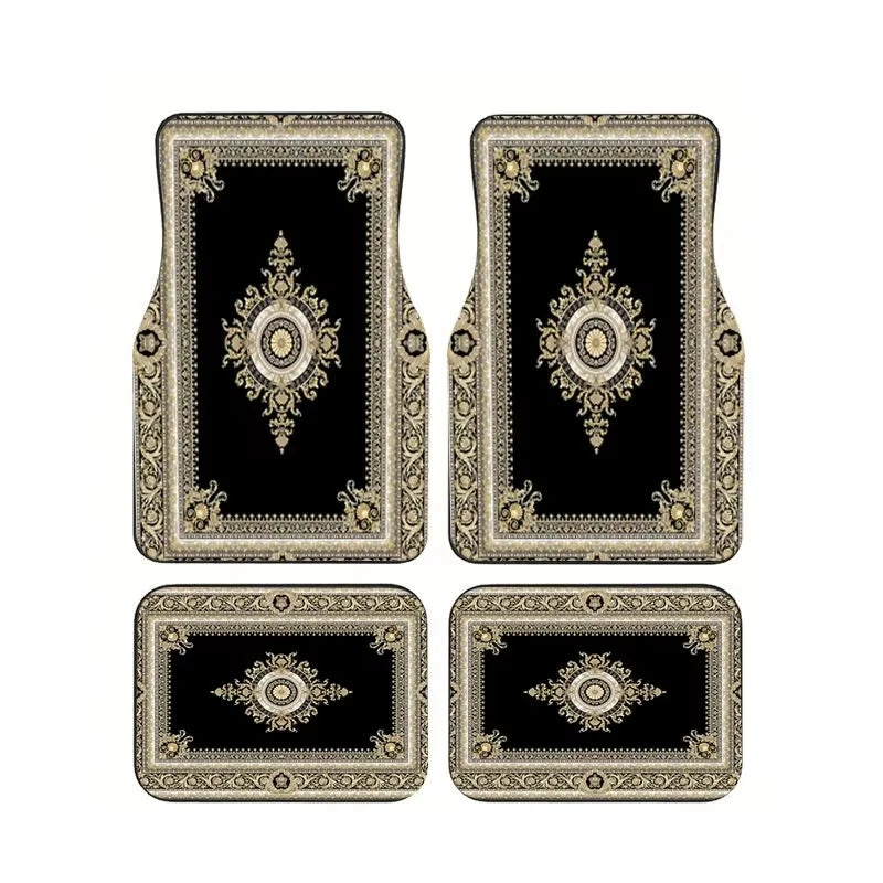 Red Bohemian Paisley Print Car Floor Mats 4Pcs Universal Anti-Slip Auto Carpet Interi lifestyle view