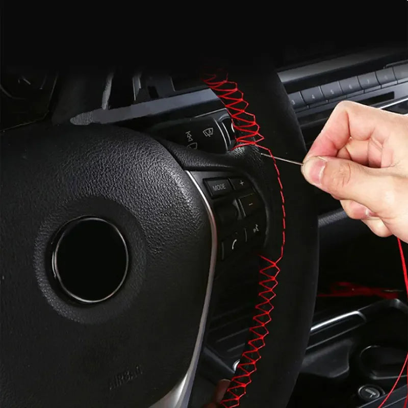 Steering Wheel Cover 38cm Braided Suede Leather Anti Slip lifestyle view