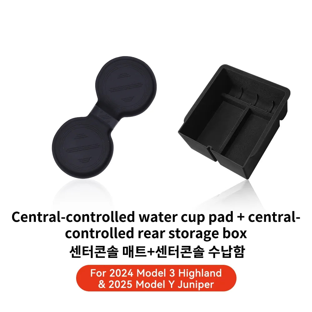 YZ Tesla Model 3 Highland 2024 Model Y Juniper 2025 Storage Box Center Armrest Hidden close-up view