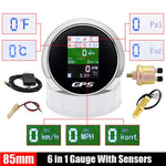 85mm 6 in 1 GPS Speedometer and Tachometer | Digital Gauge with Oil Pressure, Water Temp, Fuel Level