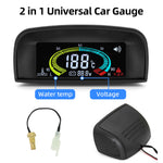 HD Universal Water Temperature Voltmeter Gauge | 2 in 1 Digital Car Gauge with Temp Se close-up view