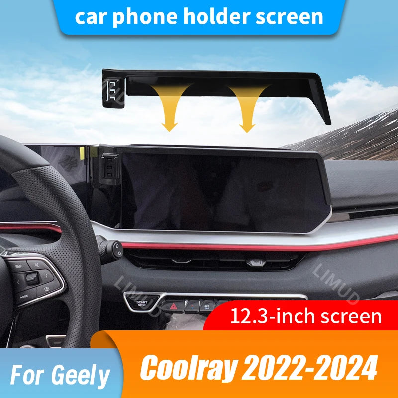 Limud 12.3" Screen Fixed Base Car Phone Holder for Geely Coolray 2023 2024 Car Mobile Phone Mounts Stand Interior Accessories