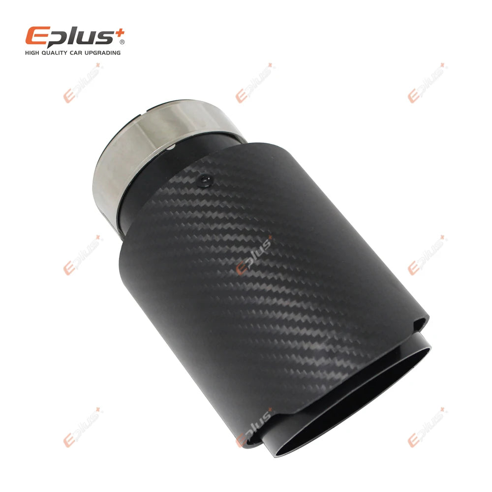 Universal Car Matte Carbon Fiber Muffler Tip Exhaust System Pipe Mufflers Nozzle Straigh detail view