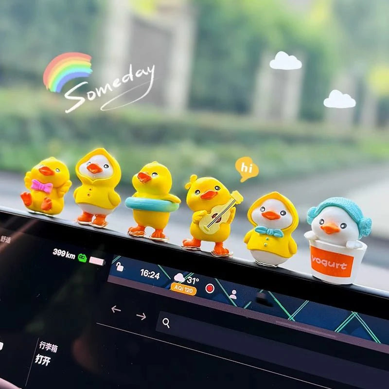 3/4/5/6/7pcs Anime Figure Little Yellow Duck Model Decor Cute Car Mounted Ornament Au alternate view
