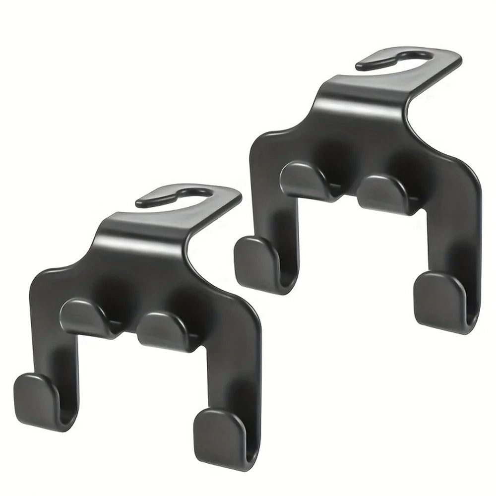 1/2/4pc Multifunctional Car Seat Back Hook Double Head Phone Hanger Headrest Hanging B close-up view