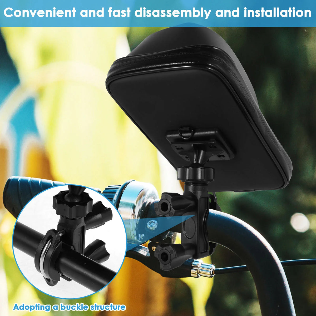 360° Rotatable Bike Phone Holder Bag Waterproof Motorcycle Handlebar Bag Bicycle Po additional angle