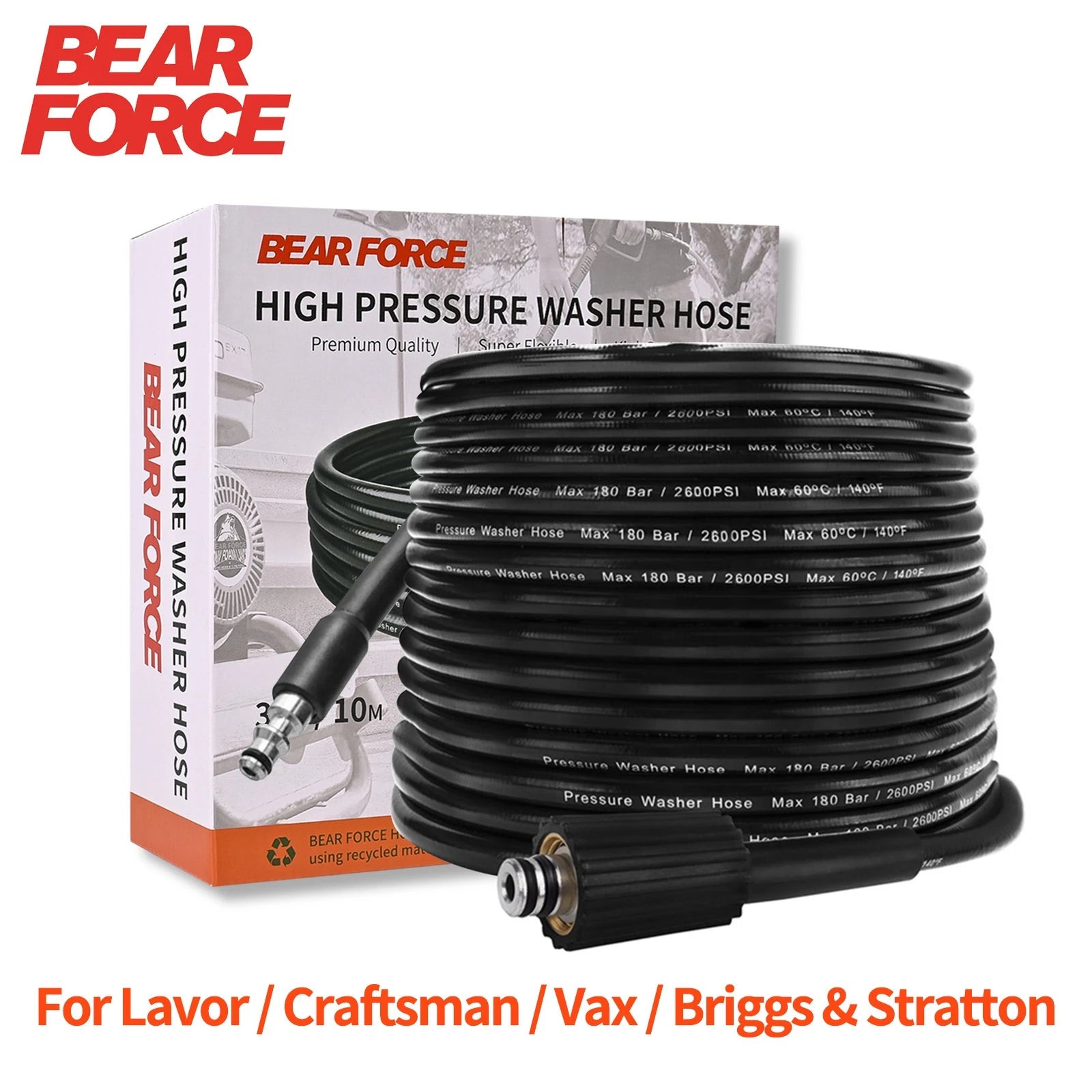 10m 160 Bar High Pressure Washer Hose | Universal Replacement for Lavor Vax Craftsman
