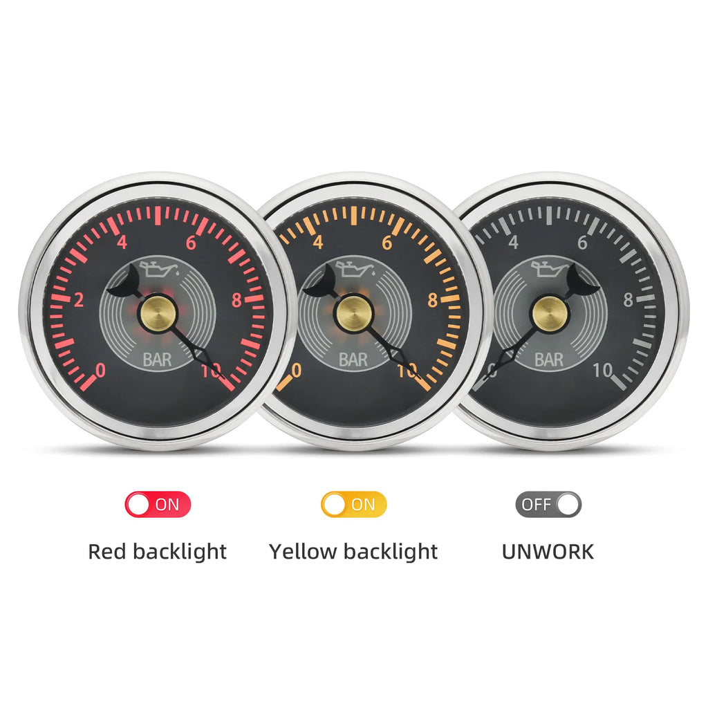 Retro Classic 52mm Gauge Pointer Oil Pressure Gauge Voltmeter Fuel Level Meter Water Temperature Gauge for Car Boat Yacht 12V24V
