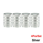 DSYCAR 4Pcs Silver Aluminum Knurling Tire Valve Stem Caps | US Schrader Compatible lifestyle view
