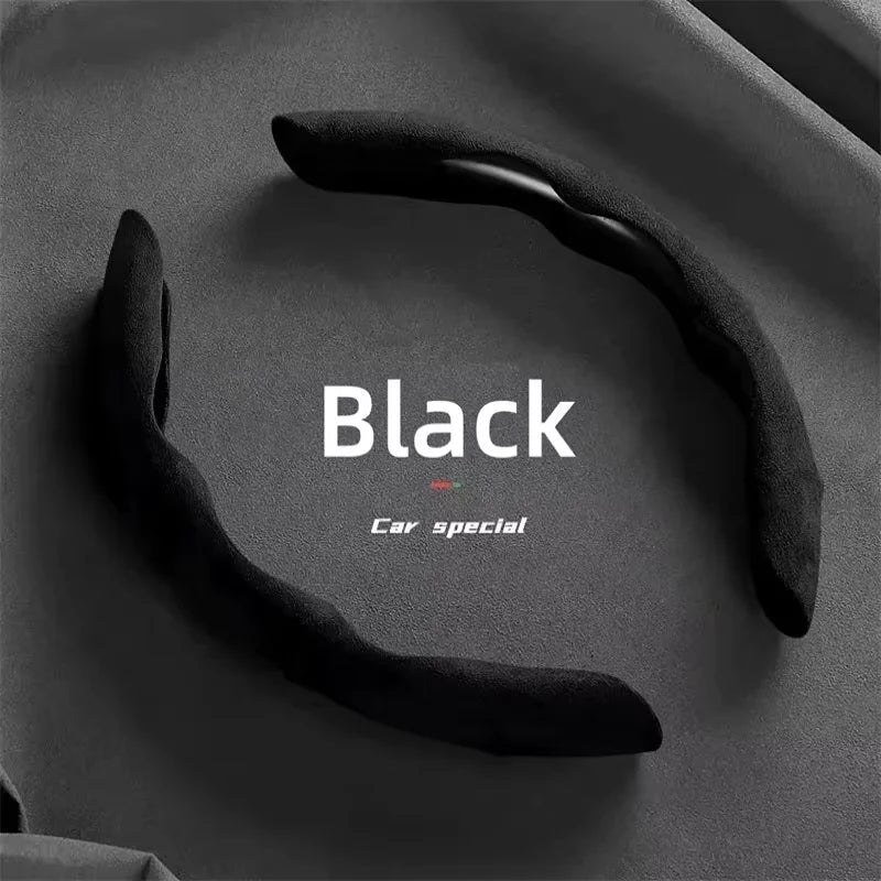 Suede Leather Steering Wheel Cover 38cm additional angle