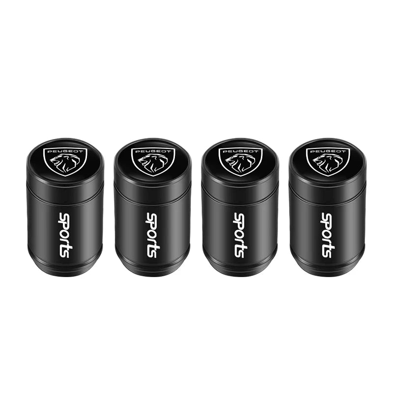 4Pcs Peugeot Logo Car Tyre Valve Caps | Aluminum Alloy Wheel Accessories for Peugeot M close-up view