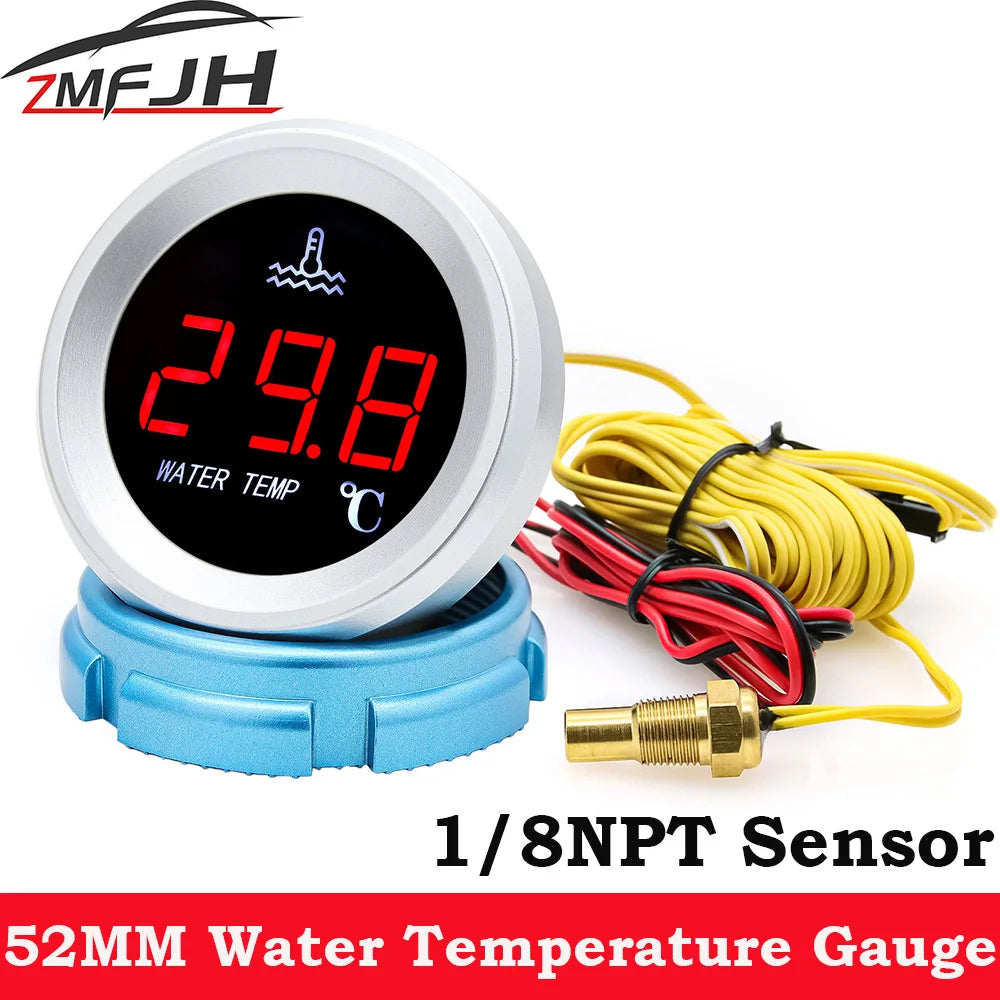 52mm Water Temperature Gauge with Warning Alarm | 0-120℃ Water Temp Meter for Marine Boat Car Truck