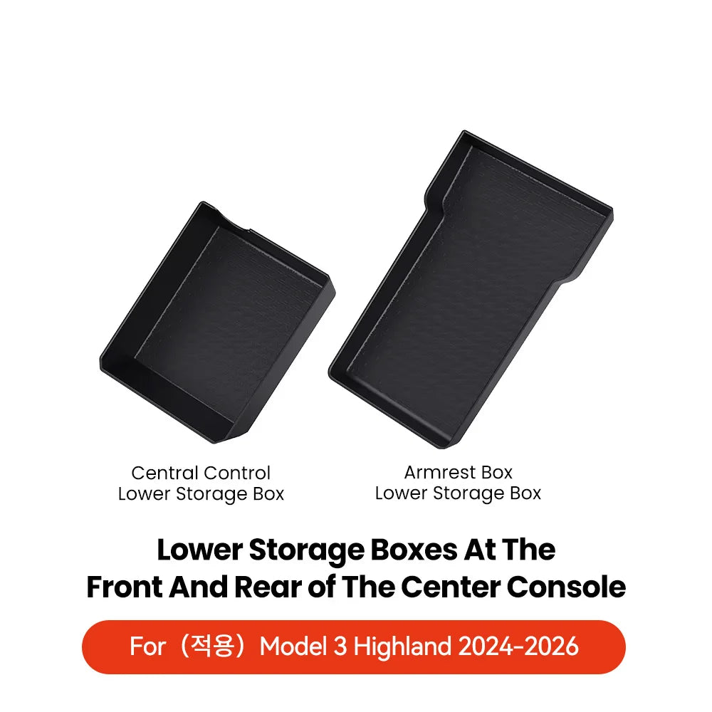 YZ For Tesla Highland Model 3 Y Juniper Hidden Storage Center Console Armrest Front a lifestyle view