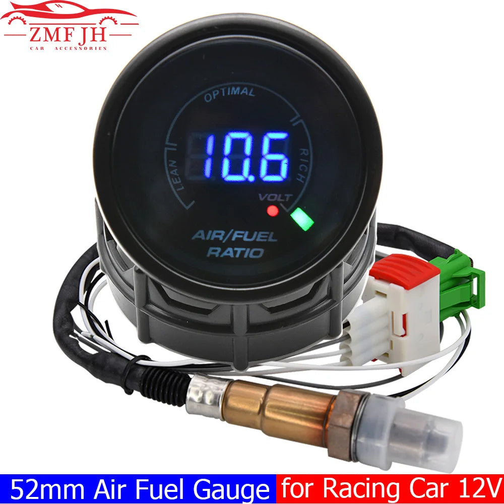 52mm Digital Air Fuel Ratio Gauge | Narrowband O2 Sensor for 12V Racing Cars
