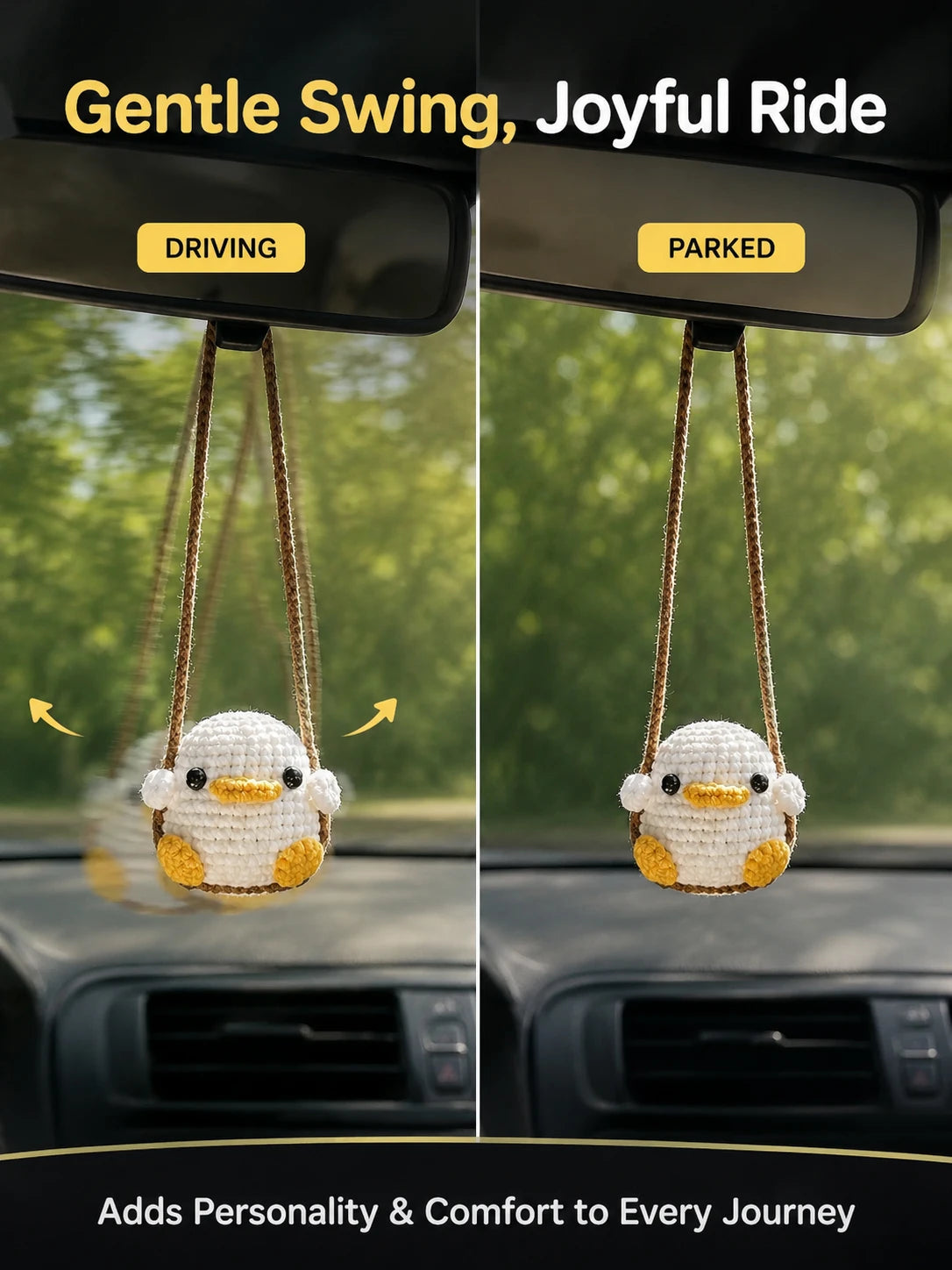 Cute Duck & Frog Car Hanging Ornament | Rearview Mirror Pendant