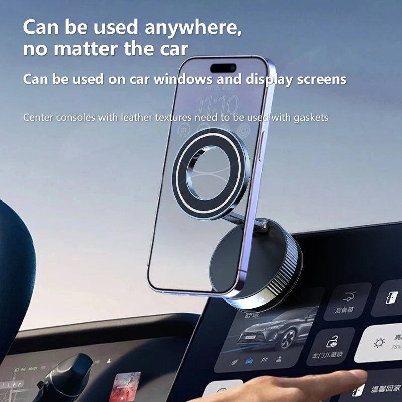 Foldable Magnetic Phone Holder | 360° Adjustable Vacuum Car Mount for Car, Desk, Ba additional angle