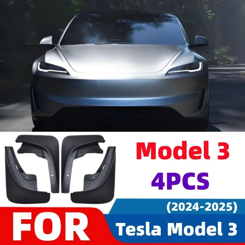 Tesla Model 3 Highland Mud Flaps (2024–2026) | Front & Rear Wheel Splash Guards, 4-Pi alternate view