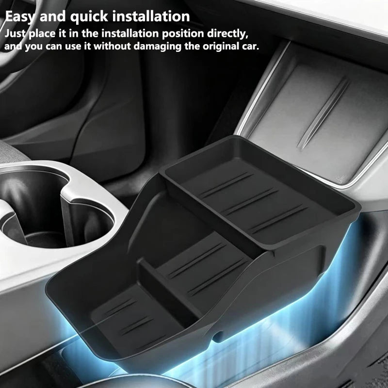 for Tesla Model Y Standard 2026 Accessories Center Console Storage Organizer Box Armrest Box Storage Tray Protection Mat