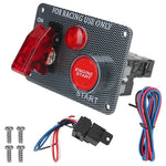 Car Switch Panel 2 Toggle Start Push Button Carbon Fiber