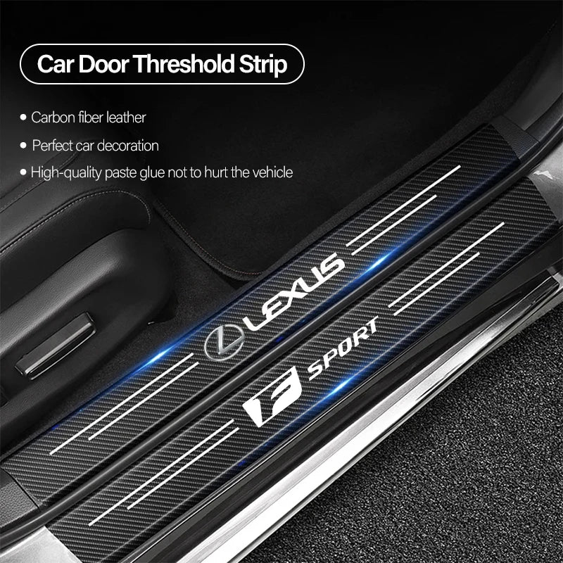 Carbon Fiber Car Door Sill Scuff Plate Stickers | Scratch Protection for Lexus
