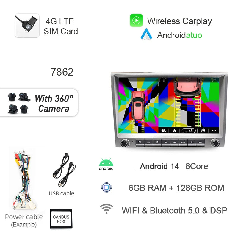 9 Inch Android 14 Car Radio GPS Navigation | For Porsche Cayman 911 987 Boxster 997 additional angle