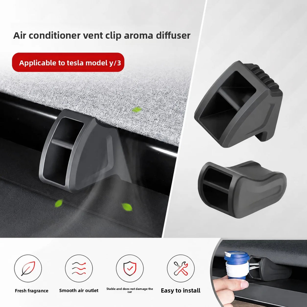 2025 Launch For Tesla MODEL 3 Highland Y Silicone Car Air Vent Air Freshener Adapter Air Outlet Aromatherapy Fragrance Clip