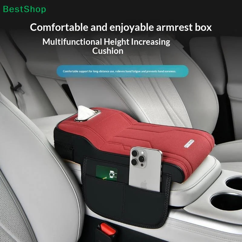〔Vic〕Car Armrest Cushion with Tissue Box & Storage Pocket - Memory Foam Arm Rest Pad alternate view