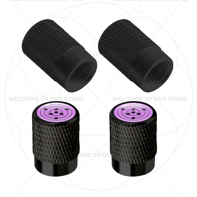 Itachi Rinnegan Sharingan Tire Valve Caps | 4pc Aluminum Anime Car Accessories alternate view