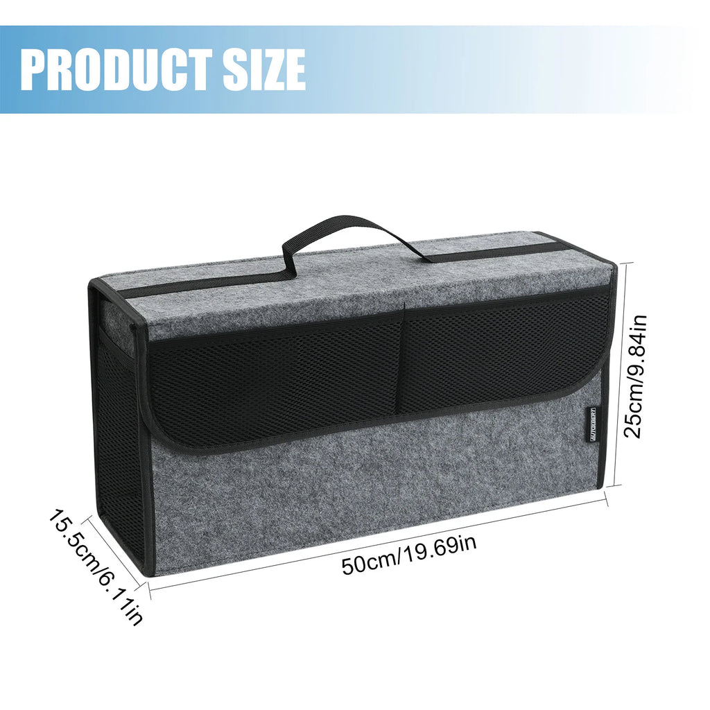 Car Trunk Organizer Felt Boot Organiser Storage Bag Box Portable Handbag Cargo Tool Holder Mesh Net Pocket Collapsible Universal