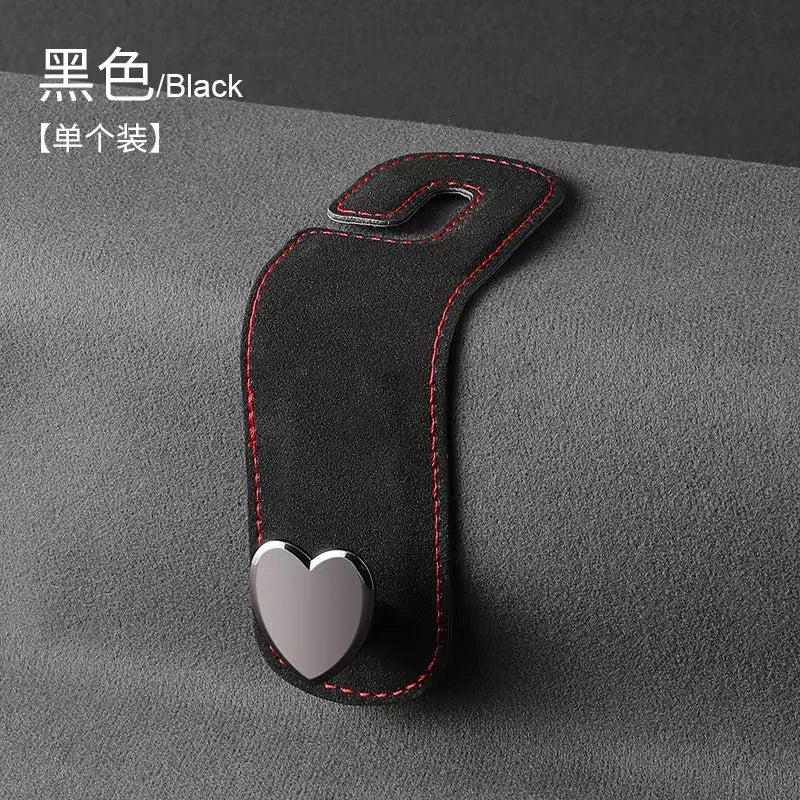 Heart Shape Metal Car Headrest Hooks 2 in 1 Leather Hanger alternate view