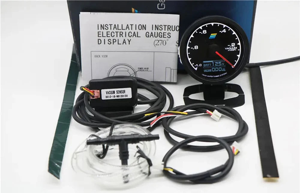 62mm GReddi LCD Digital Display Car Gauge | Oil Pressure, Temperature, Voltmeter & additional angle