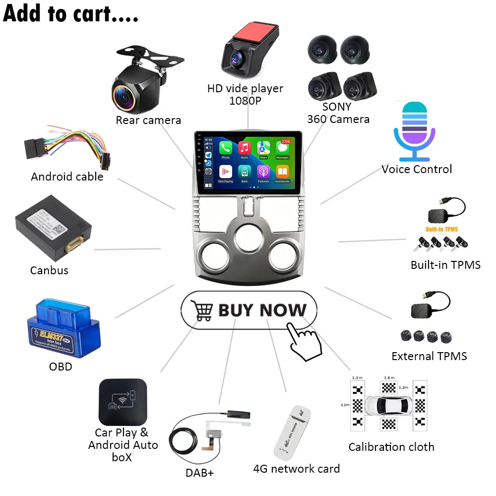 Android 16 For Toyota Rush DAIHATSU TERIOS 2006 - 2011 Car Radio Stereo Head Unit Mult close-up view