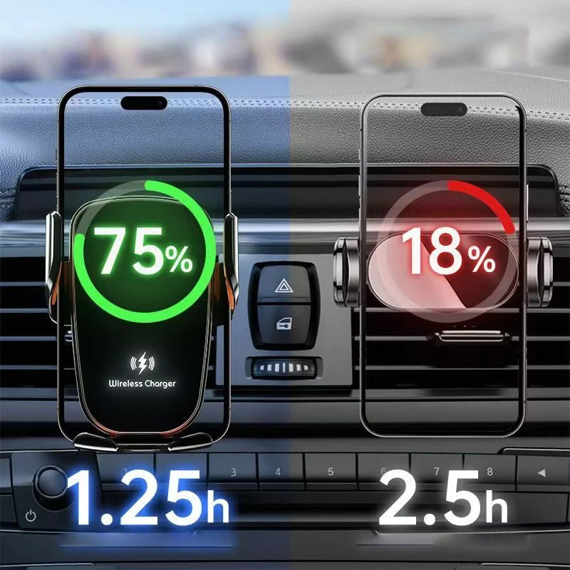 UYUXIO Manual Clamp Wireless Car Charger | 15W Fast Charging Air Vent Mount for iPhon lifestyle view