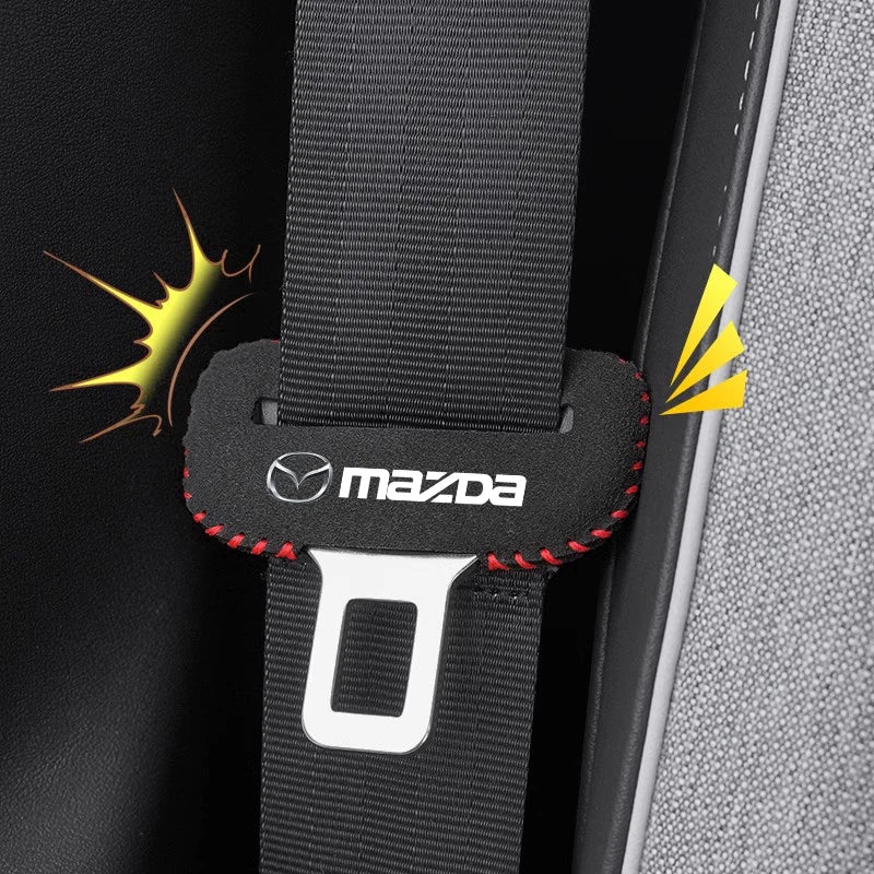 2Pcs Car Seat Belt Buckle Protector Cover for Mazda Models | Suede Accessories lifestyle view