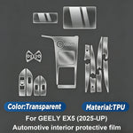 TPU Film For Geely EX5 E5 2025-2026 Center Console TPU Protective Film Interior Screen Protector Interior Film Transparent TPU