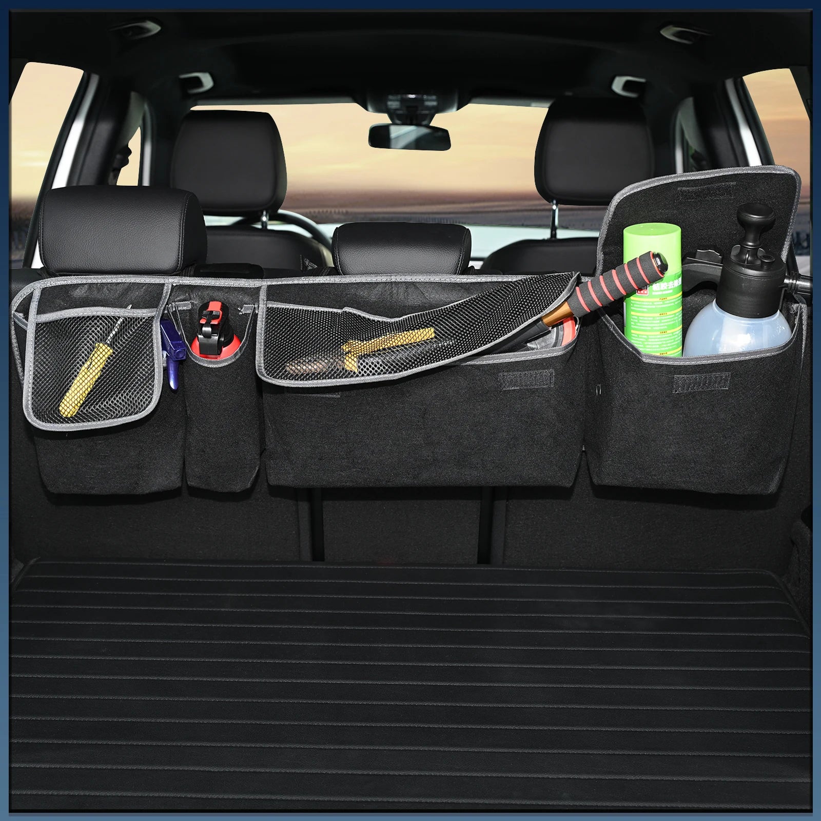 Car Trunk Organizer Felt Boot Organizer Storage Bag | Universal Collapsible Cargo Box lifestyle view