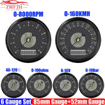 Retro 6 Gauge Set | 85mm GPS Speedometer, 8000RPM Tachometer, and 52mm Water Temp Oil alternate view