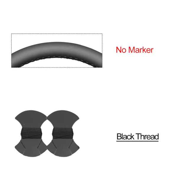 Black Faux Leather Car Steering Wheel Cover for Alfa Romeo 159 2005-2012 Brera Spider close-up view