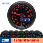 52MM 7-in-1 Car Gauge Set | LED Dual Display with Sensors for 12V Gasoline Vehicles close-up view