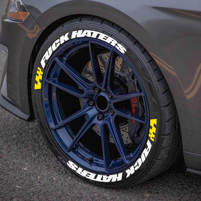 FUXK HATERS Tire Lettering Sticker 1.06 Inch Font Universal Personlized Car Tyre De additional angle