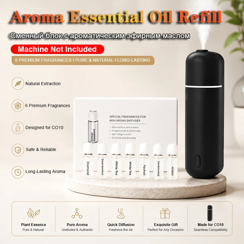 6Pcs 4ML Car Diffuser Essential Oil Refill Set Air Freshener Long Lasting Fragrance Quick Eliminate