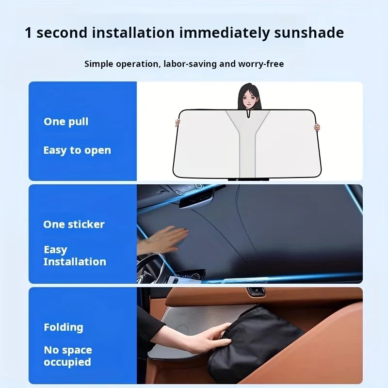 Titanium Silver Car Windshield Sunshade Foldable Parasol UV Protection